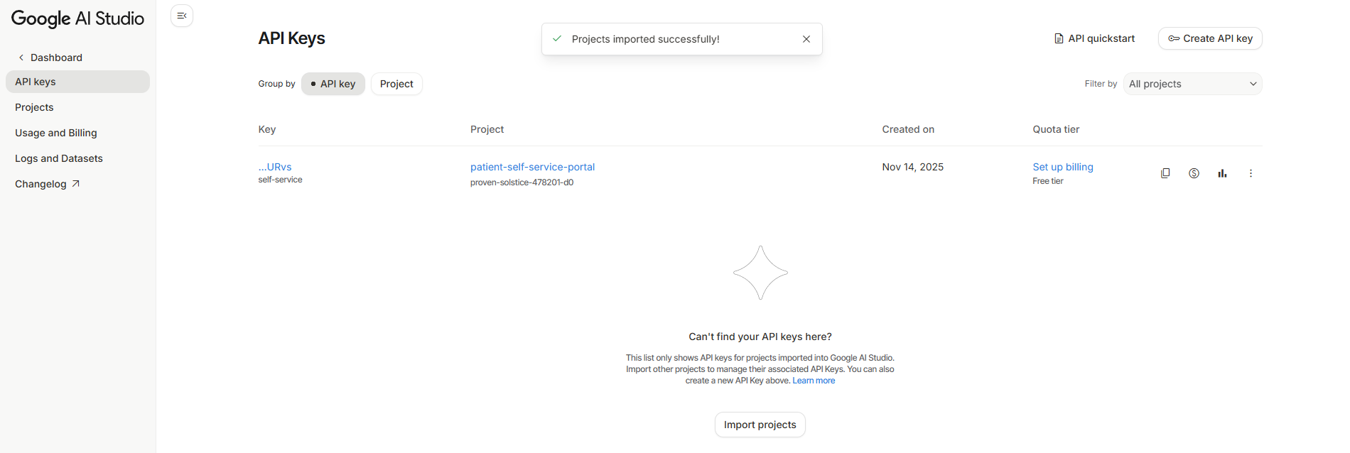 Create API Key Create API Key